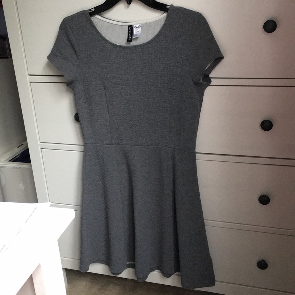 Gray cap sleeve skater dress